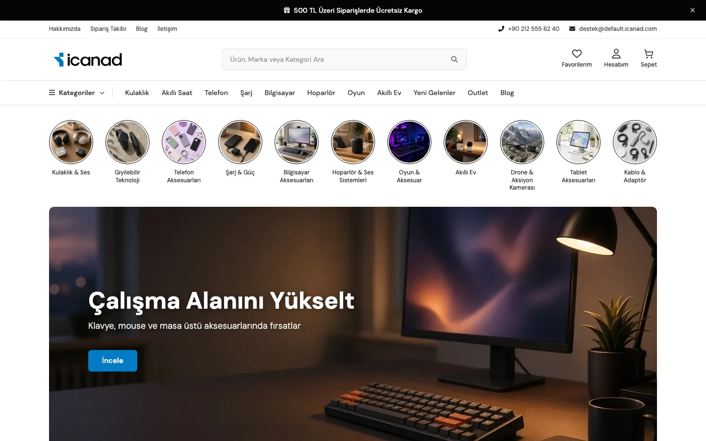 Elektronik & Teknoloji — Default tema masaüstü görünümü