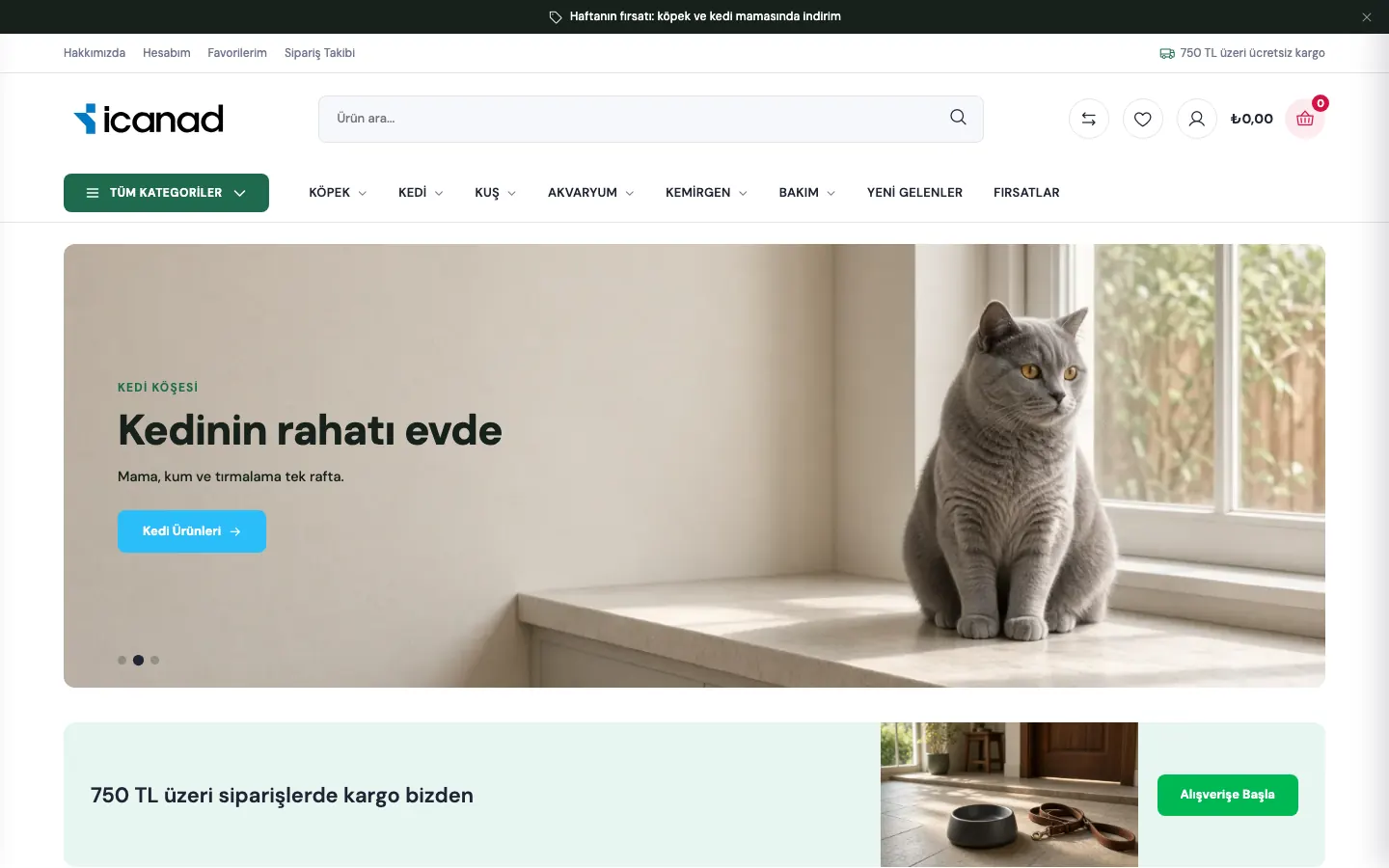 Petshop — Fresco Pet tema masaüstü görünümü