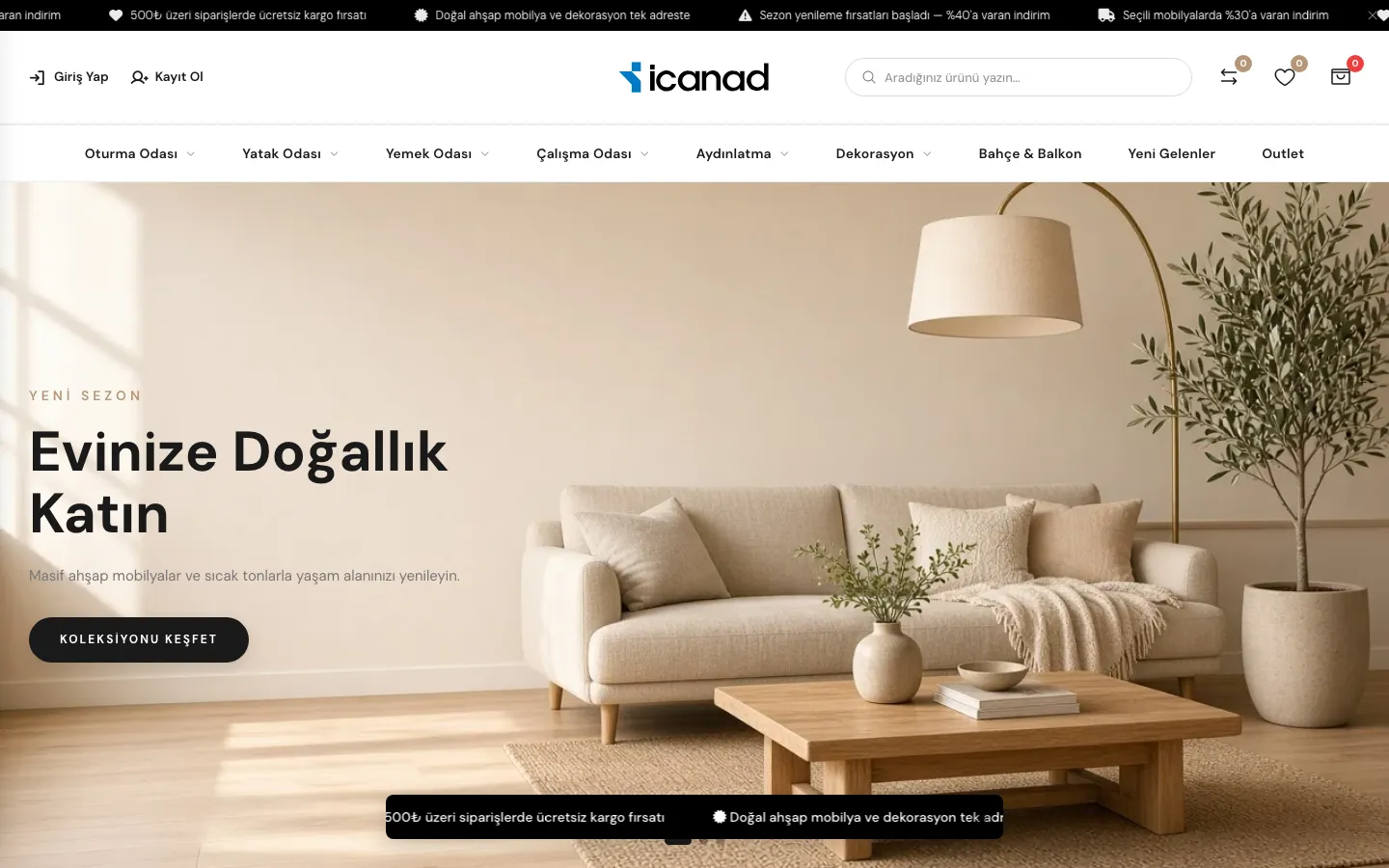 Mobilya & Dekorasyon — Wood tema masaüstü görünümü